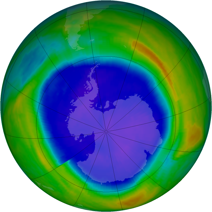Antarctic ozone map for 13 September 1999